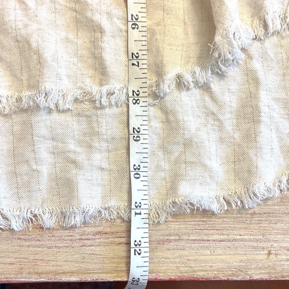 NWT,Neutral Linen Blend Textured Lounge Set Button Top + Fringe Pants EUC Size L - Picture 10 of 15